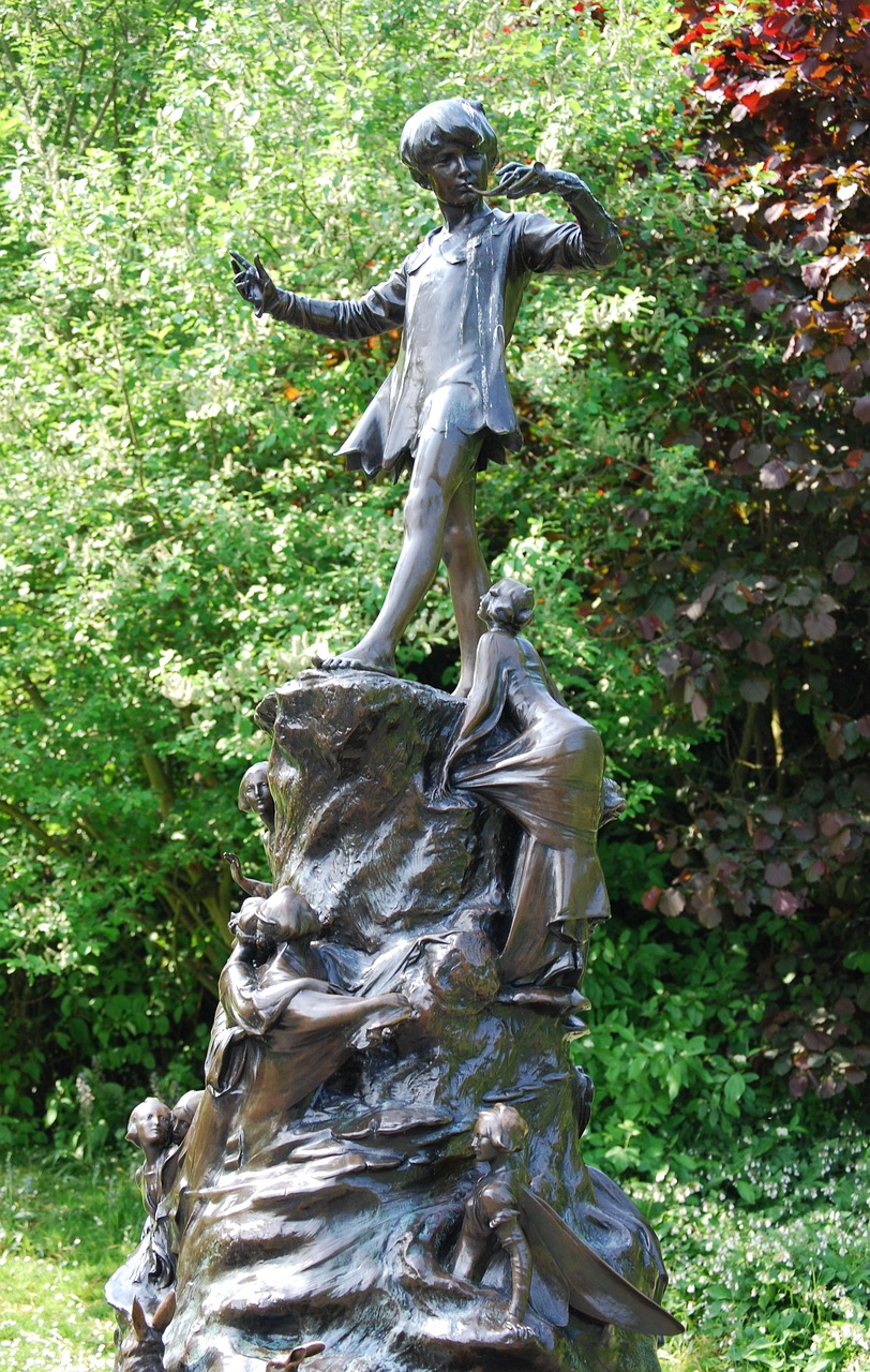 The Peter Pan statue in Kensington Gardens, present day