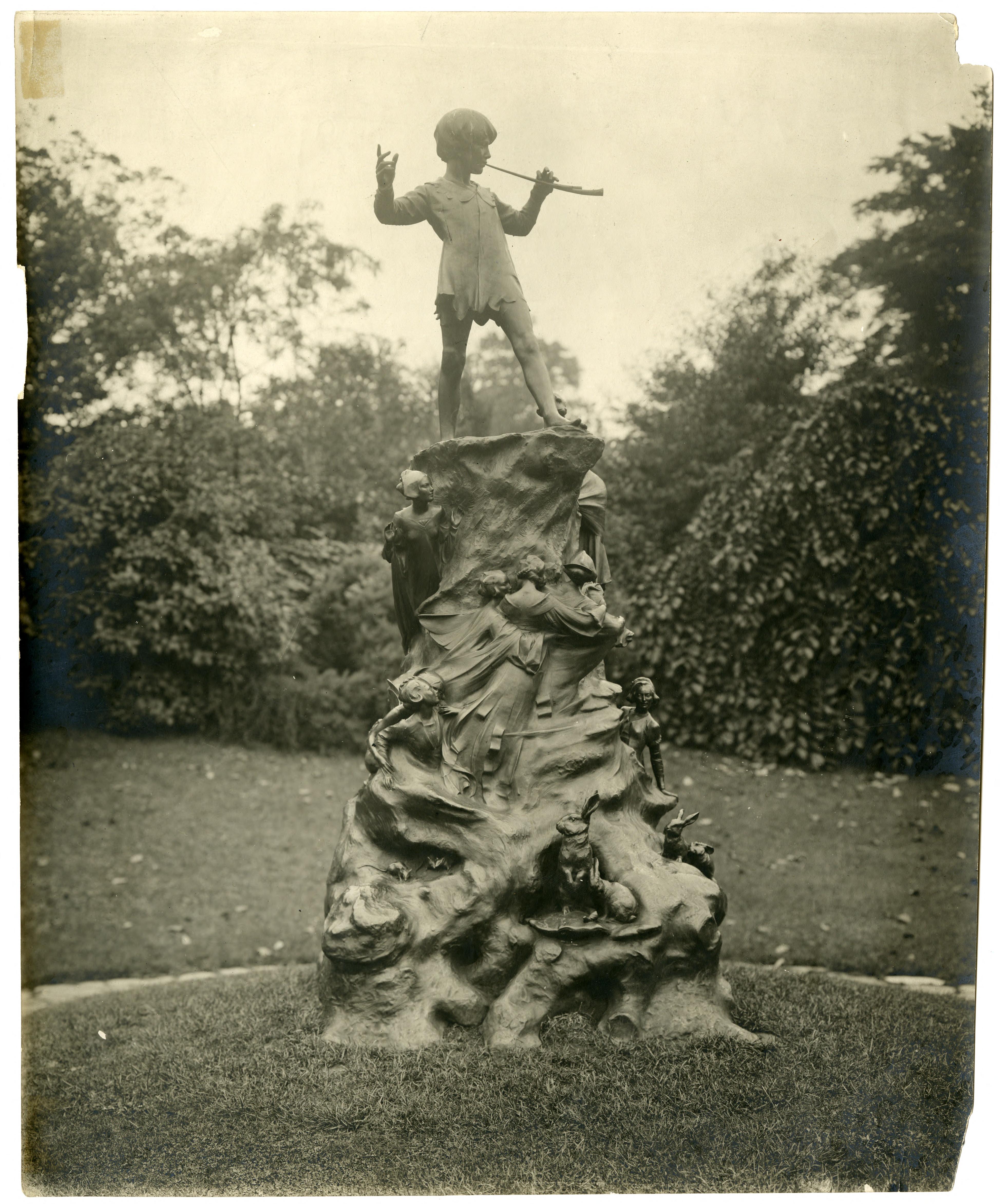 The Peter Pan statue in Kensington Gardens, circa 1912
